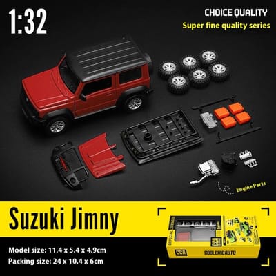 Ongeveer 1:32 Suzuki Jimny Assembly Edition Legering Diecast Model Auto Speelgoed Assembleren Ornamenten Decoratief Trendy Ornament Voor Vriend Cadeau