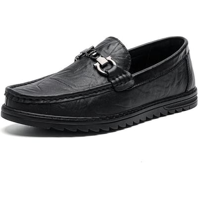 Bovenlaag Rundleer Herenschoenen Lente Nieuwe Casual Leren Schoenen Ademend Trendy Instapper Lofer 44 zwart
