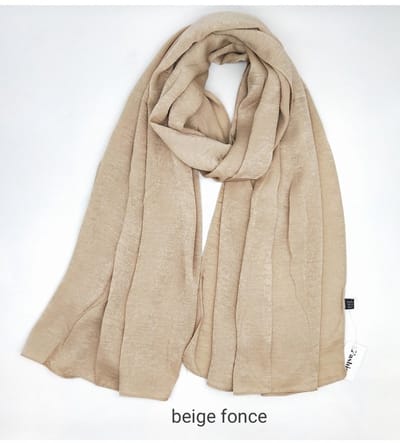 Lange glanzende dunne dames sjaal Alma-effen champagne beige fonce-omslagdoek-stola
