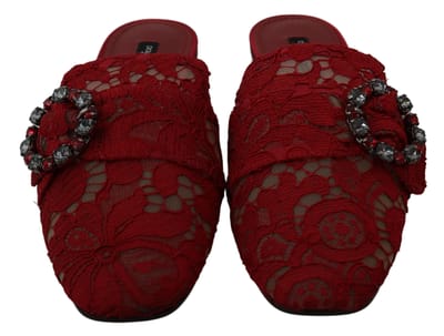 Dolce & Gabbana Rode Kant Kristal Instap Ballerina's