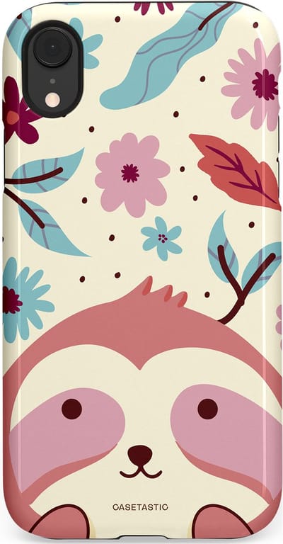 Casetastic Hoesje Geschikt voor Apple iPhone Xr - Stijlvolle Beschermende Duo-layer Case - Luiaard knuffels