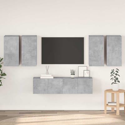 vidaXL - 6-delige - Tv-meubelset - bewerkt - hout - betongrijs