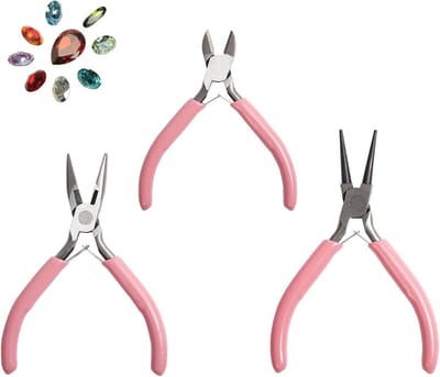 Tangenset Sieraden Maken - Knutsel Gereedschap - Sieraden Knutselen - Carbon Staal - 3 Delige Set - Roze