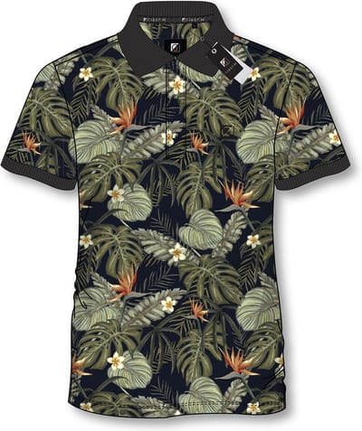 Gibson poloshirt heren Kairo1 off navy flowers - maat S