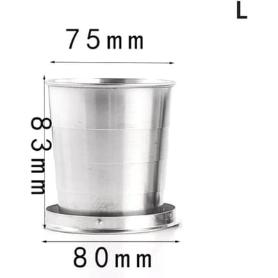 1 tasse pliante en acier inoxydable 75/150/250 ml avec porte-clés, tasse télescopique rétractable portable