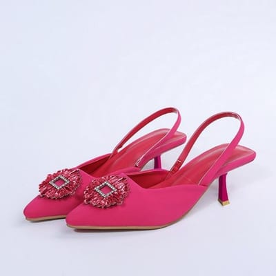 Nieuwe Damesschoenen Puntige Neus Ondiep Nude Roze Diamanten Schoenen Lage Hak Achterbandjes Schoenen Dames 37 pink