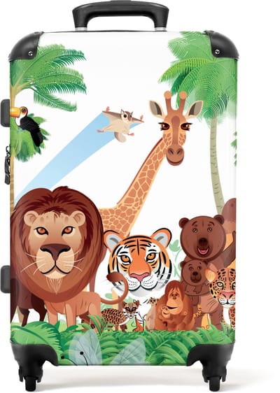 NoBoringSuitcases.com - Grote koffer XL - Dieren kinderkoffer geschikt voor jongens en meisjes - Reiskoffer met 4 wielen - Trolley op wieltjes 72 liter - Rolkoffer groot kinderen lichtgewicht - Ruimbagage valies 20kg large - Bagagekoffer tsa slot
