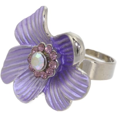 Behave – ring – Lila – Zilverkleur – Bloemdesign stijl