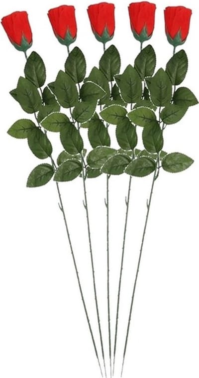 5x Rode Rosa/roos kunstbloem 60 cm - Kunstrozen - Kunstbloemen boeketten rozen rood