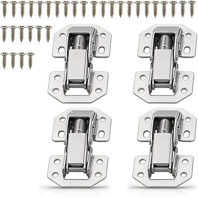 Set van 4 Verborgen 90 Graden Kastdeuren Scharnieren met 80 Schroeven voor Keuken- en Meubeldeuren, Stabiel en Duurzaam, 77 x 32 mm