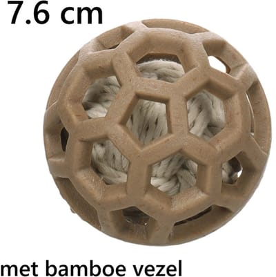 flamingo hondenspeelgoed - fibre bal - tpr met bamboe vezel en binnenbal - 7.6 cm - - bite and chew