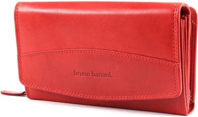 bruno banani Leren Portemonnee Lavato Wallet with Flap Red Rood