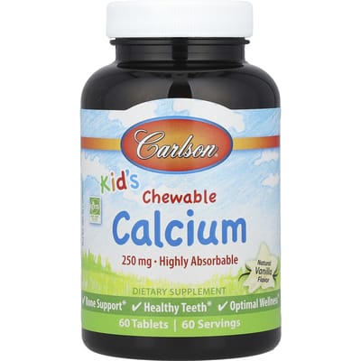 Kinderen Kauwbaar Calcium Natuurlijke Vanillesmaak 250 mg 60 Tabletten