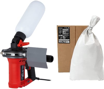 BLSTR Sander v2.0 Elektrische Handzandstraalmachine Bundle met 10 kg Aluminiumoxide Straalmiddel 0,2-0,5 mm - Professionele Zandstraler zonder Compressor voor Roest, Verf en Graffiti