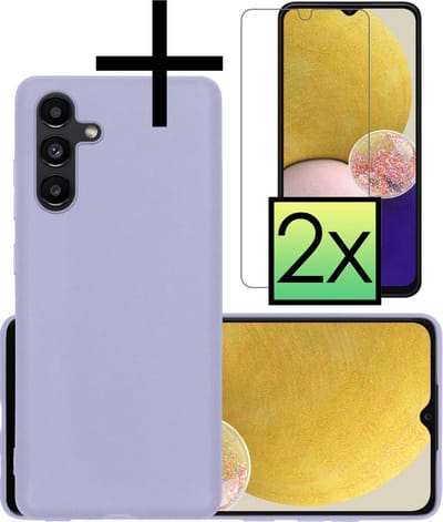 Hoesje - Met 2x Screenprotector - Geschikt voor Samsung Galaxy A13 5G - Sterk & Shockproof - Back Cover - Siliconen Case - Telefoon Hoes - Lila