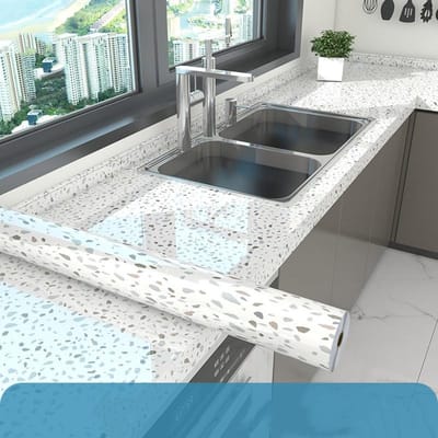 Papier peint auto-adhésif imperméable à l'huile pour cuisine, autocollants de carreaux de marbre imitation haute température 40cm*10m