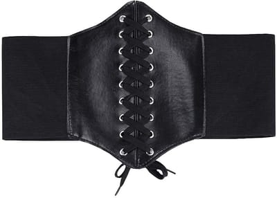 Dailygoods- Corset Dames - Vintage Veterriem - Tailleriem - Elastische Tailleband - Retro Bandage - Duurzaam Polyester en PU-leer - 26 inch (65 cm) lengte