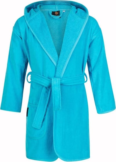 Kinderbadjas blauw aqua - capuchon badjas kind - katoenen badjas kind - 0/12 mnd