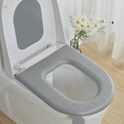 Toiletbrilhoes Pad - Comfort Kussen - Hygiënisch Zitten - Verdikt Waterdicht Materiaal - 40 x 37 cm - Grijs