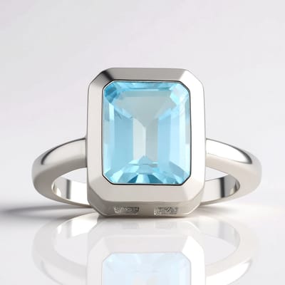 Cavill - Zilver Ring - 925 Sterling Zilver Gerhodineerd - Hemelsblauwe Topaas 3 47 ct - Achthoekige Trapgeslepen 10x8 mm - Elegante Monosono Collectie