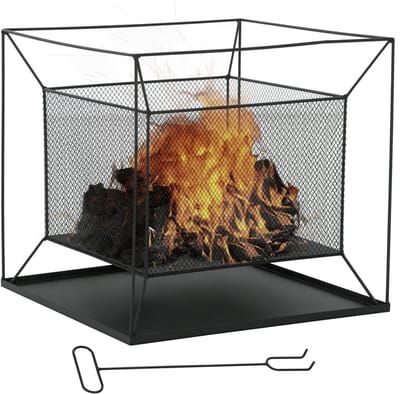 Outsunny Fire Pit Metall 45L x 45B x 43H cm Schwarz