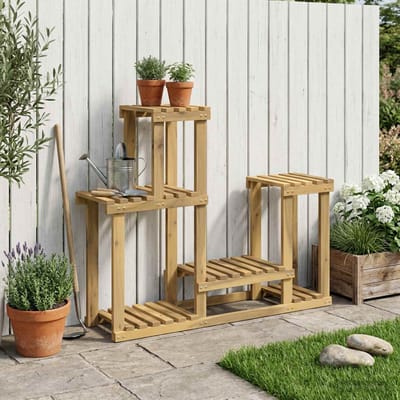 vidaXL - Plantenstand - Wit - 90 - x - 25 - x - 73 - cm - Massief - Acacia - Hout