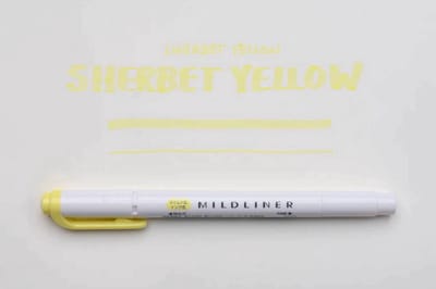 Zebra Mildliner Double-Sided Highlighter - Fine / Bold – Mild Sherbet Yellow / WKT7-MSY