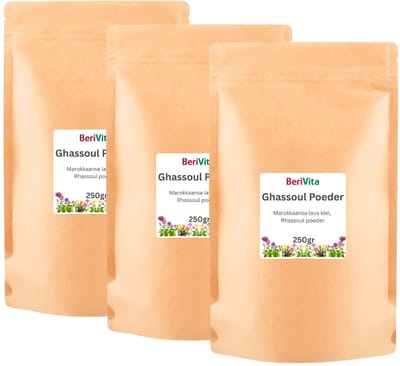 Ghassoul Klei Poeder 3x250gr - Puur, Onbewerkt Rhassoul Kleipoeder - Zonder Toevoegingen - Gezichtsmasker, Lichaamspakking