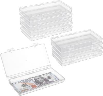 10 Transparante Kunststof Opbergdozen met Scharnierdeksel voor Kralen, Sieraden en Kleine Voorwerpen, Rechthoekige Muntdoos 16,6 x 9,1 cm voor Organisatie en Opslag