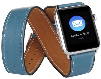 watchbands-shop.nl Leren bandje - bandje geschikt voor Apple Watch Series 1/2/3/4 (38&40mm) - Blauw