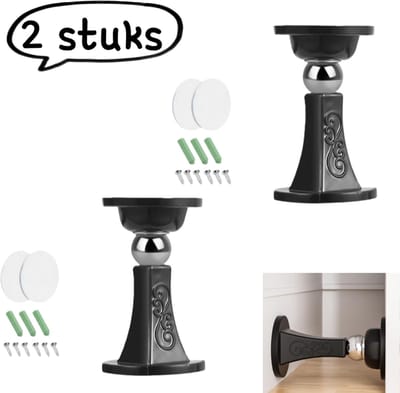 2-delige deurstopper - Magnetische deurhouder zonder boren voor thuisgebruik - Magnetische deurstopper voor kantoordeuren - Siliconen deurstopper - Zwart