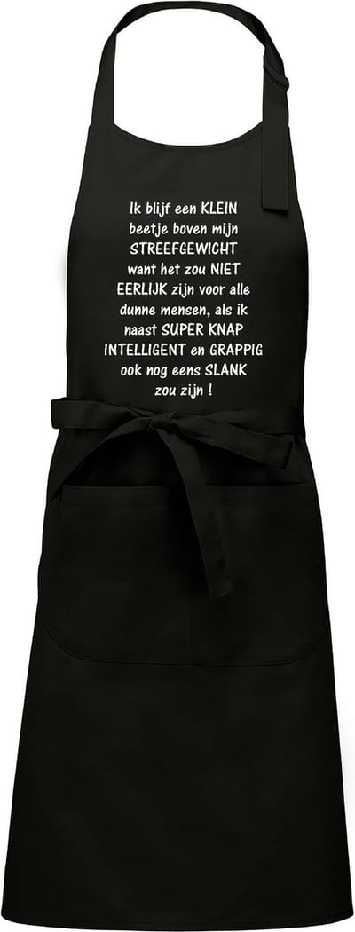 Mijncadeautje Schort - Boven mijn streefgewicht - Mooie - grappige - leuke Keukenschort - Zwart