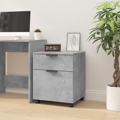 Mobiele Archiefkast - Dossierkast Wielen - Thuiswerk Organisatie - Verrijdbaar Met Rem - 45x38x54 cm - Beton Grijs