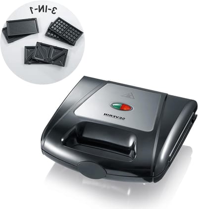 Sandwichmaker met Platen - Wafelijzer Grill - Snacks Bereiden - 3-in-1 Multifunctioneel - 1000 Watt - Zwart