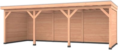 Douglas overkapping, 750 x 400, met achterwand en twee zijwanden, Westwood Comfort Plus