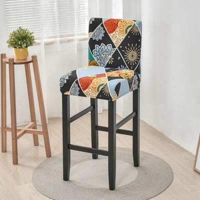 Elastische Korte Stoelhoes Spandex Bedrukt Barkruk Zitkussens Stoelbeschermer Slipcovers Voor Café Eetkamer Keuken Wasbaar 1 Piece
