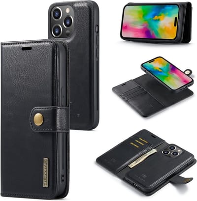DG.MING Hoesje - Geschikt voor iPhone 16 Pro Hoesje - DG.MING 2-in-1 Book Case & Back Cover - Zwart