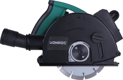 VONROC Muurfrees | Sleuvenfrees met laser – 1700W – 150mm – Incl. 4 diamantschijven, stofzuig adapter en opbergtas