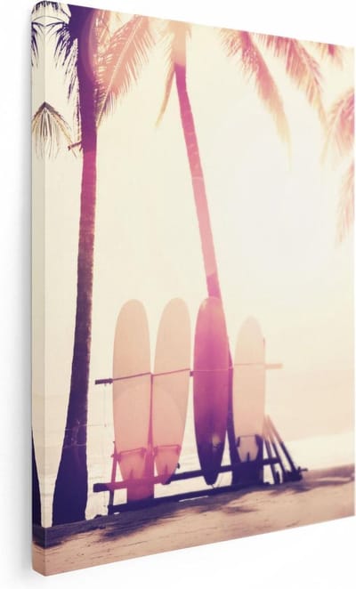Artaza Canvas Schilderij Zee - 30x40 cm - Klein - Wanddecoratie Strand - Muurdecoratie Palmbomen - Kamer Accessoires Vintage