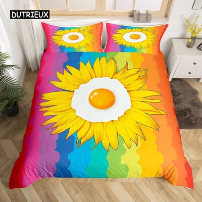 Ensemble de literie abstrait arc-en-ciel coloré Queen King Simple Housse de couette Rêve Polyester Housses de couette Taie d'oreiller Linge de lit doux 155x215cm 3pcs