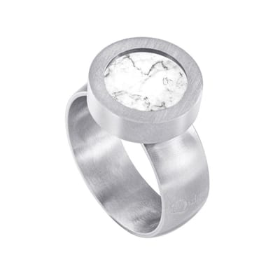 Quiges RVS Schroefsysteem Ring Zilverkleurig Mat 16mm met Verwisselbare 12mm Mini Munt - SLSRS45016