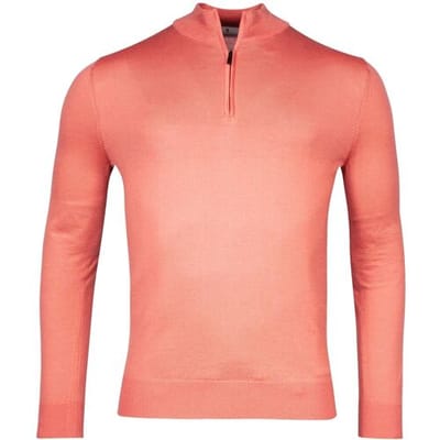Thomas Maine Trui Fine Merino Skipper Half Zip Single Knit Coral / male