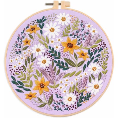 Borduurpakket voor Beginners en Borduur Liefhebbers - Inclusief Bloemenlandschap met Draad Naalden with hoop