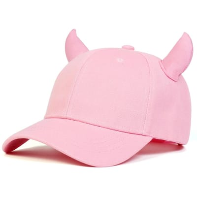 Casquettes de Baseball Unisexes à Cornes de Taureau Printemps Automne Extérieur Réglables Casquettes Décontractées Chapeau Anti-Soleil pink