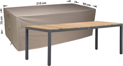 Raffles Covers Beschermhoes tuintafel - 210 x 90 H: 75 cm - RT210small - Waterdicht - Ademend - UV-bestendig - Elastisch rijgkoord - Beschermhoes tuinmeubelen