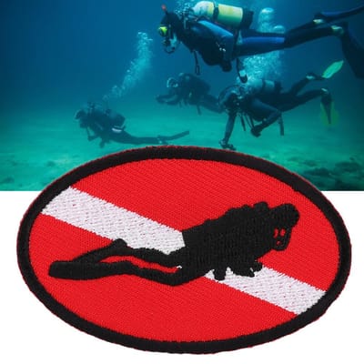 Duiken Ellips Vlag Patch Tas Geborduurde Duikbadge Herinnering met Strijkbare Achterkant black