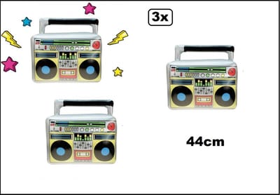 3x Opblaasbare ghettoblaster 44cm - Radio - Festivfal thema feest party fun beach summer evenement verjaardag