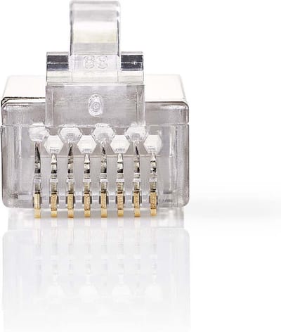 RJ45-Connector - Male - Stranded STP CAT6 - Recht - Verguld - 10 Stuks - PVC - Transparant - Polybag