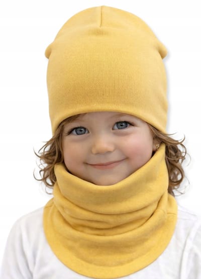 Dartomik - Kinderkledingset - Czapka en Komin - 46/50 - Mustard