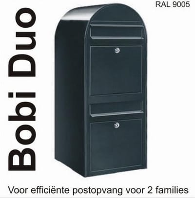 Brievenbus Bobi Duo - Zwart Structuur